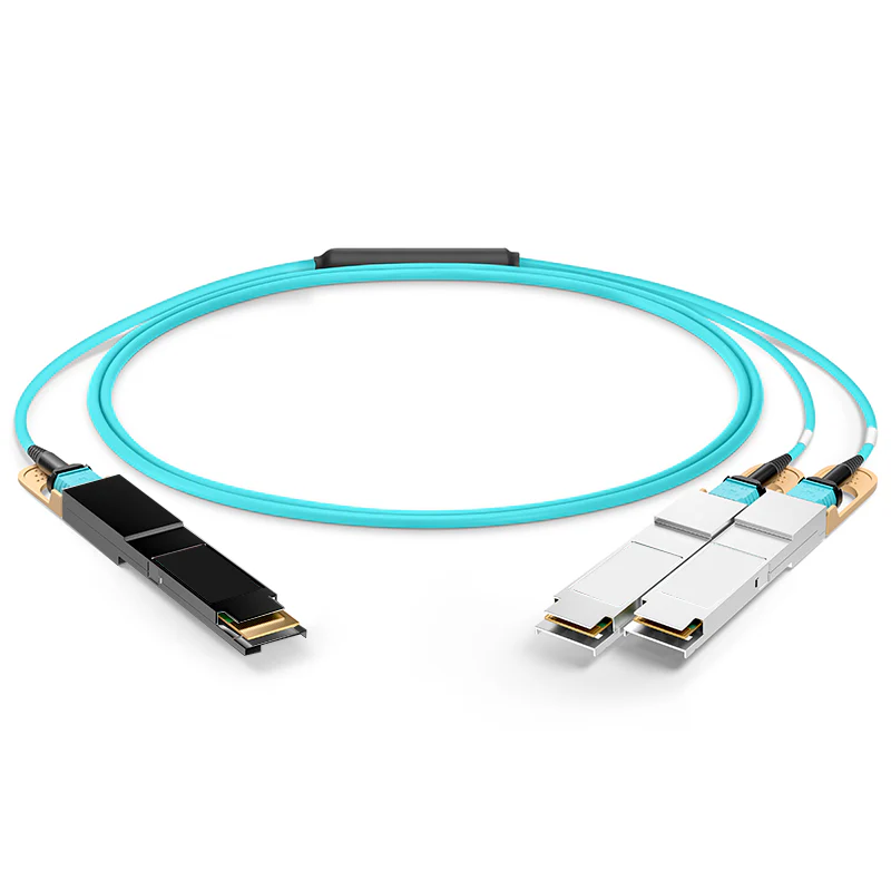 NSComm 400G QSFP56-DD to 2x200G QSFP56 Active Optical Cable, OM3 Multimode, up to 30m