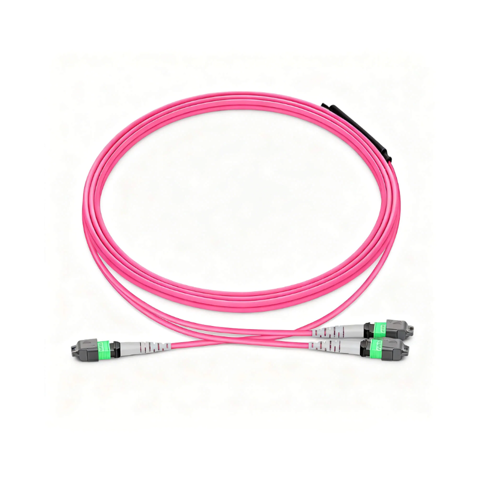 NSComm MPO 12F to 2xMPO 4F APC Breakout Cables, 8 Fibers, Multimode (OM4), OFNF, Low Loss, Polarity Type B