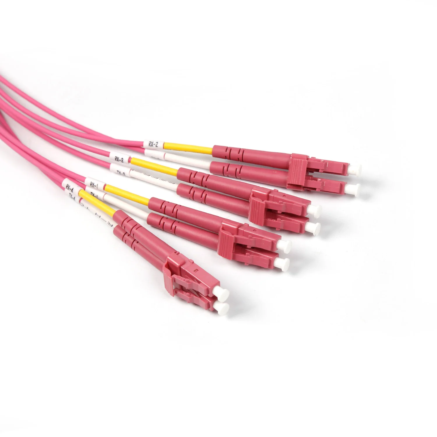 NSComm MPO 12F UPC to 4xLC UPC Duplex Harness Cables, 8 Fibers, Multimode (OM4), OFNR, Crossover - Image 3